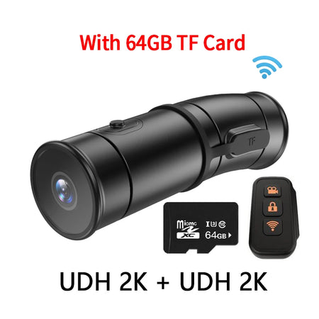 2K Helmet Camera WiFi Dual UHD &ndash; Waterproof Action Cam with Electronic Image Stabilization With 64GB TF card