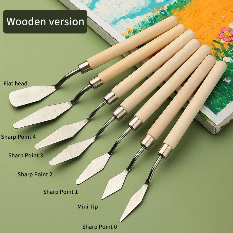 7Pcs Stainless Steel Oil Painting Knives Set &ndash; Mixing Knives log