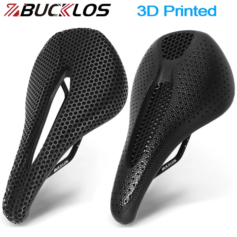 Bucklos Ultralight 3D Printed Bicycle Saddle, Carbon Fiber 143mm/155mm