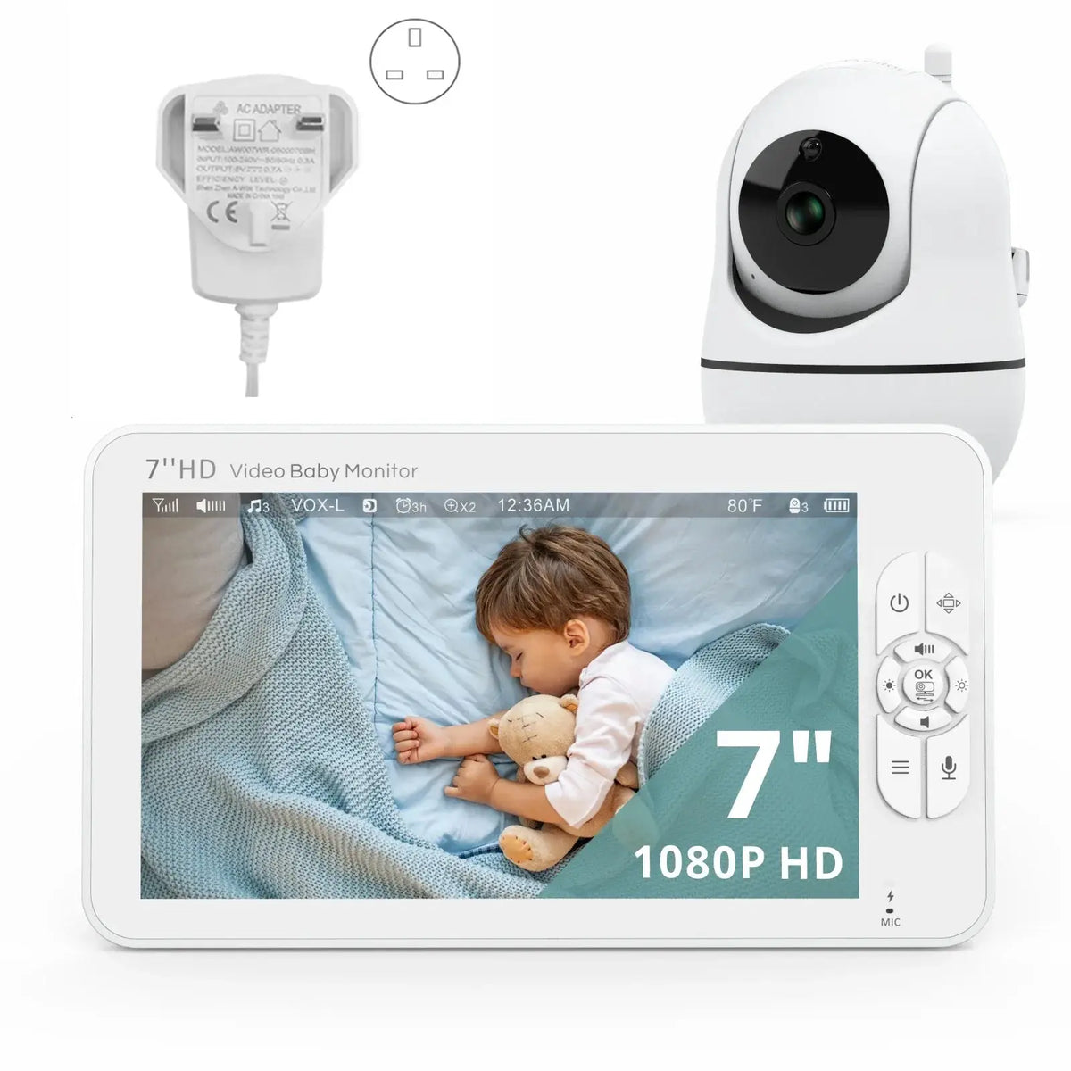 7 Inch 1080P Video Baby Monitor With Temp Alert And Dual Camera by InterCyprus Trading Ltd