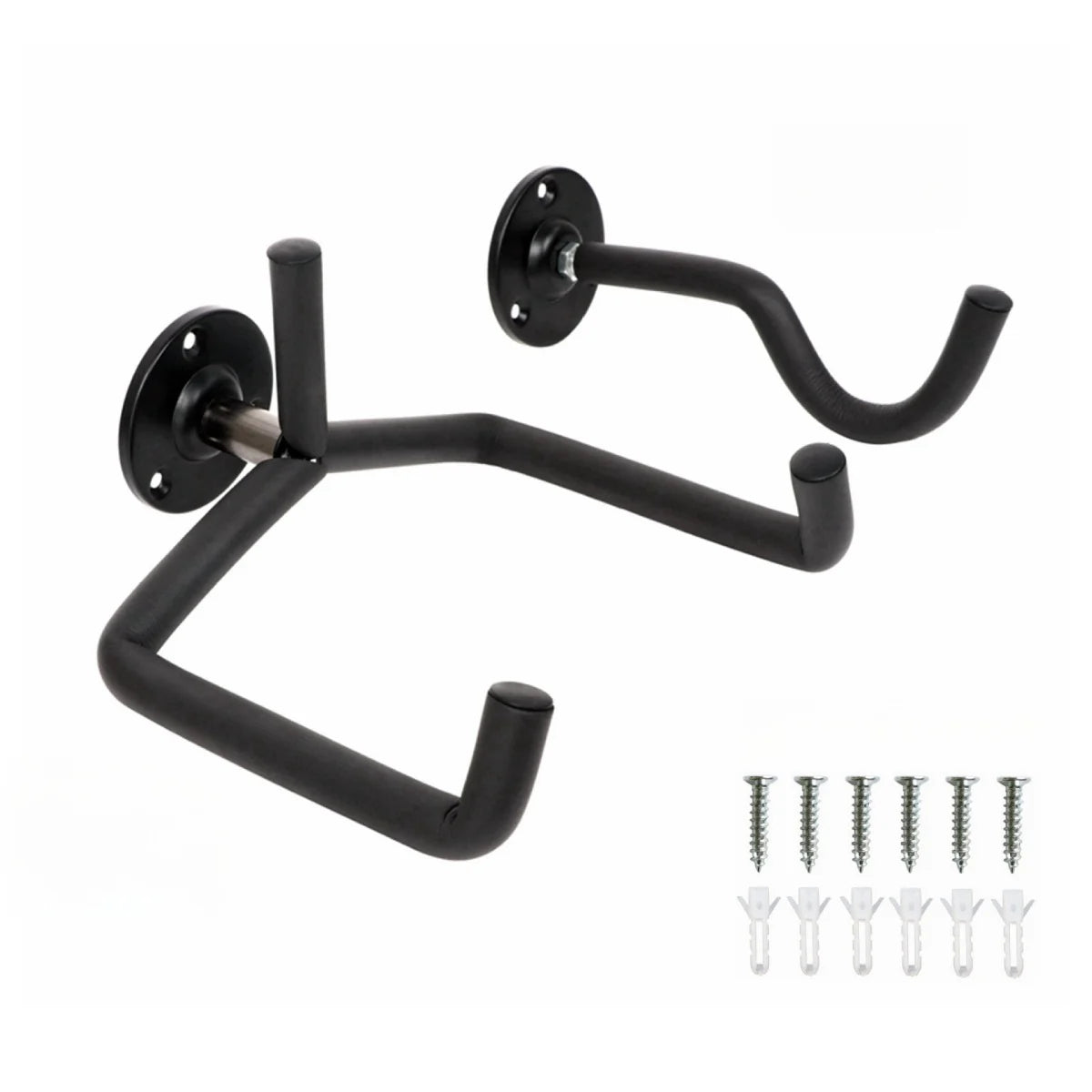 Metal Guitar Wall Mount Hanger &ndash; Foam Wrapped Iron Frame Black 1 Pair