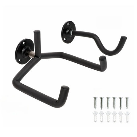 Metal Guitar Wall Mount Hanger &ndash; Foam Wrapped Iron Frame Black 1 Pair