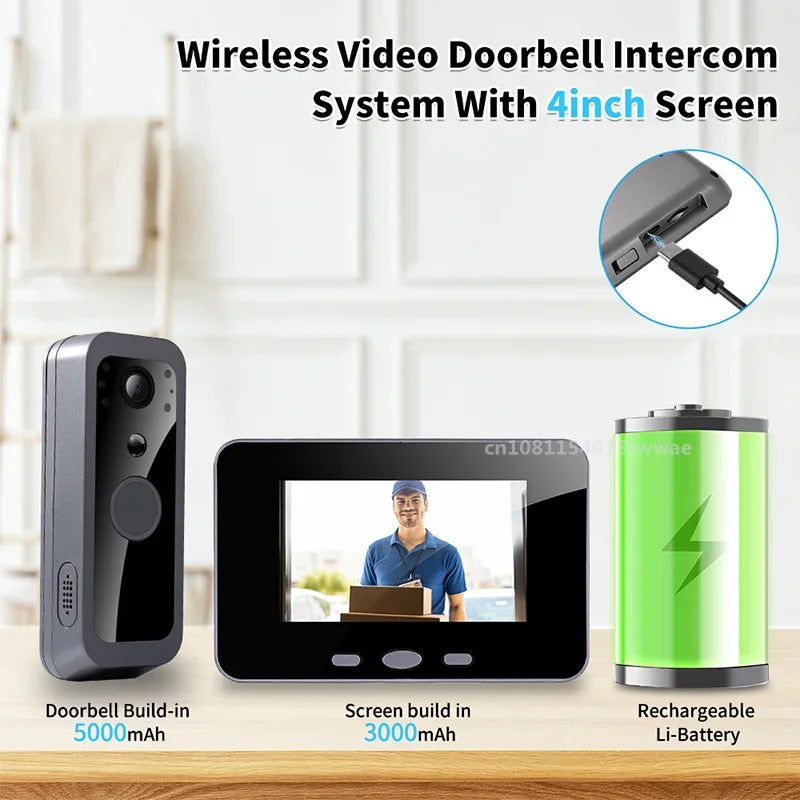 Tuya Wireless Doorbell Outdoor 5 Inch Screen &ndash; PIR Motion