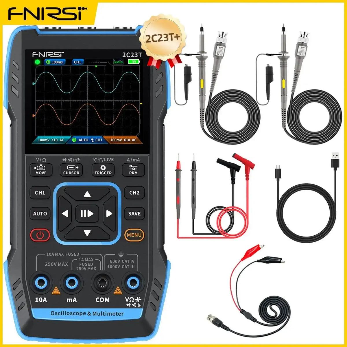 FNIRSI 50MHz Handheld Scope Multimeter Signal Generator 2C23T 2PCS P1600