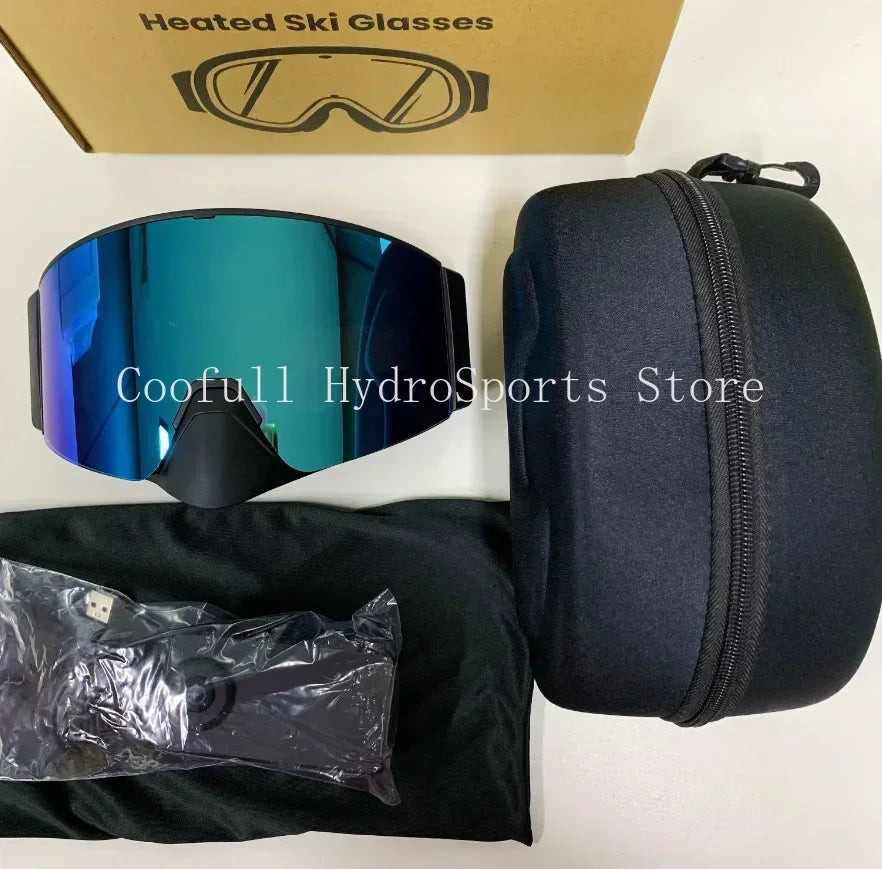Electrically Heated Ski Goggles &ndash; Magnetic Gradient Lens Blue 1
