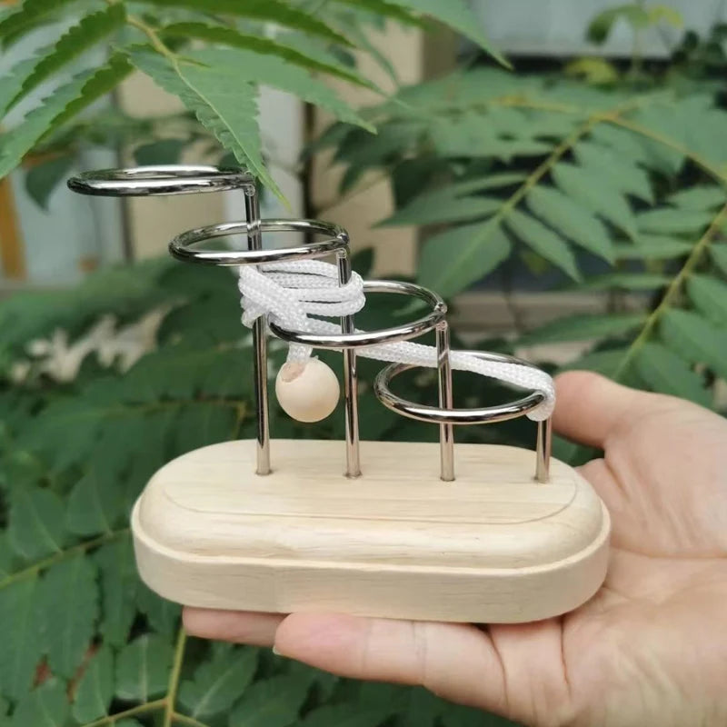 Wooden Threading Rope Loop Puzzle LuBan Lock &ndash; Brain Teaser