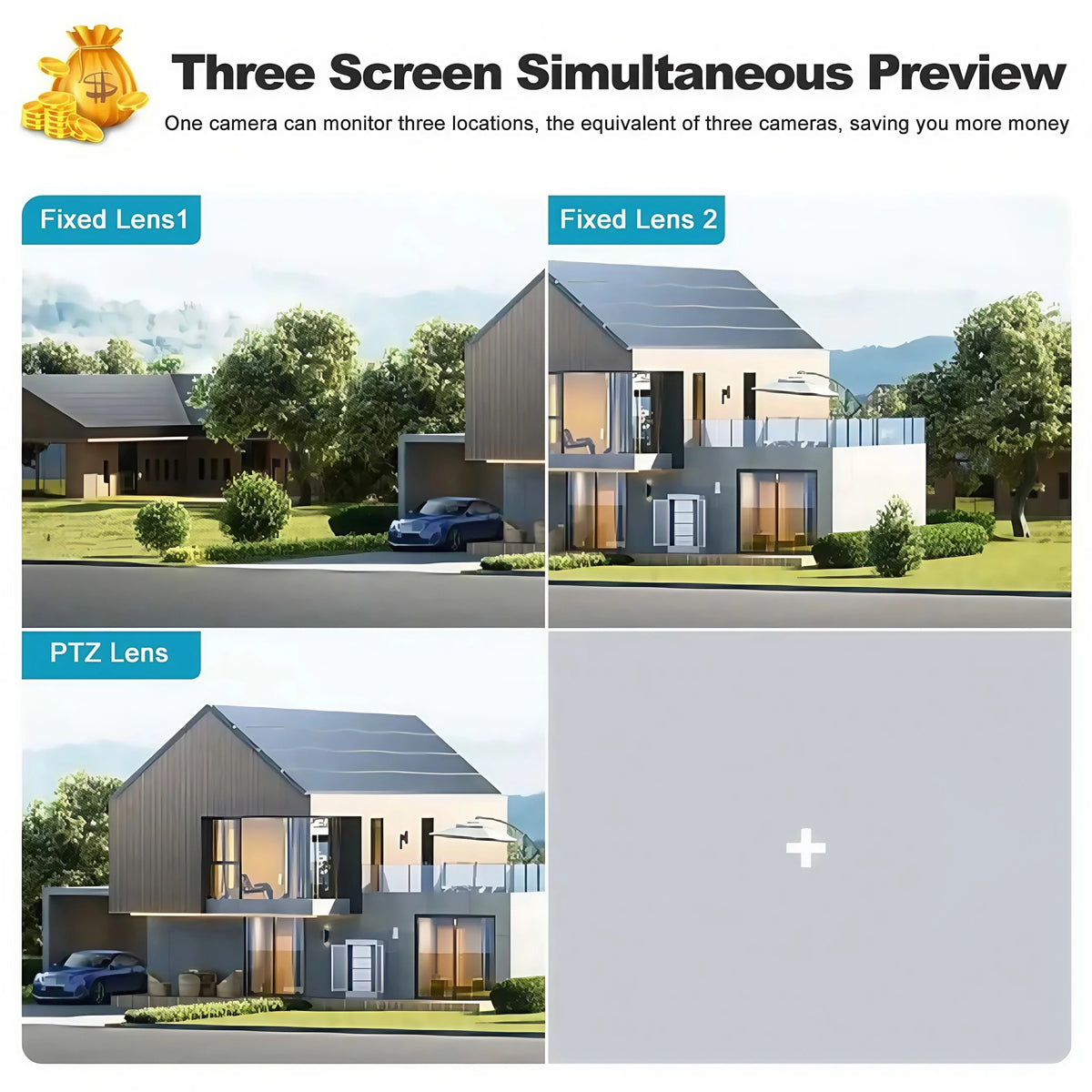 V380 3 Lens 4G IP Solar Camera HD 15 MP Outdoor Waterproof Built-in Battery CCTV Night Vision Camera Mobile Tracking IP Camera