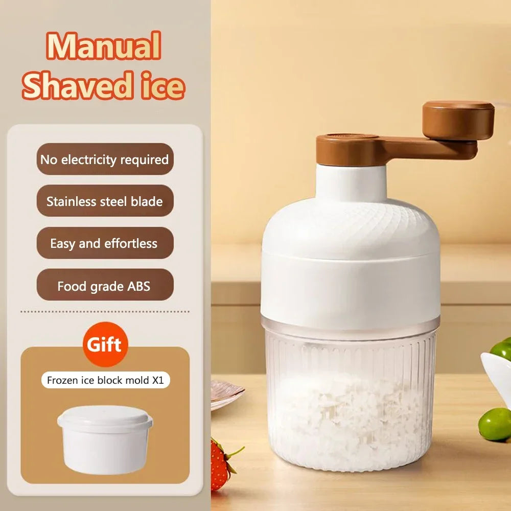 Mini Ice Crusher &ndash; Hand Operated Shaved Ice Maker WHITE