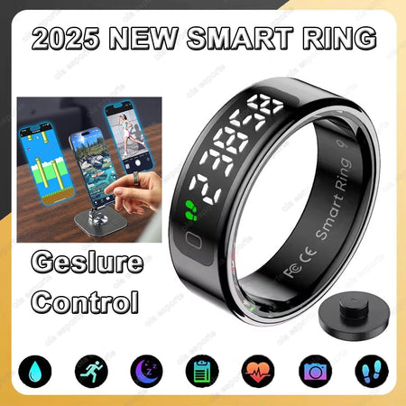 LED Display Smart Ring for Heart Rate &amp; Blood Oxygen Monitoring | Multi Sports Mode | Waterproof