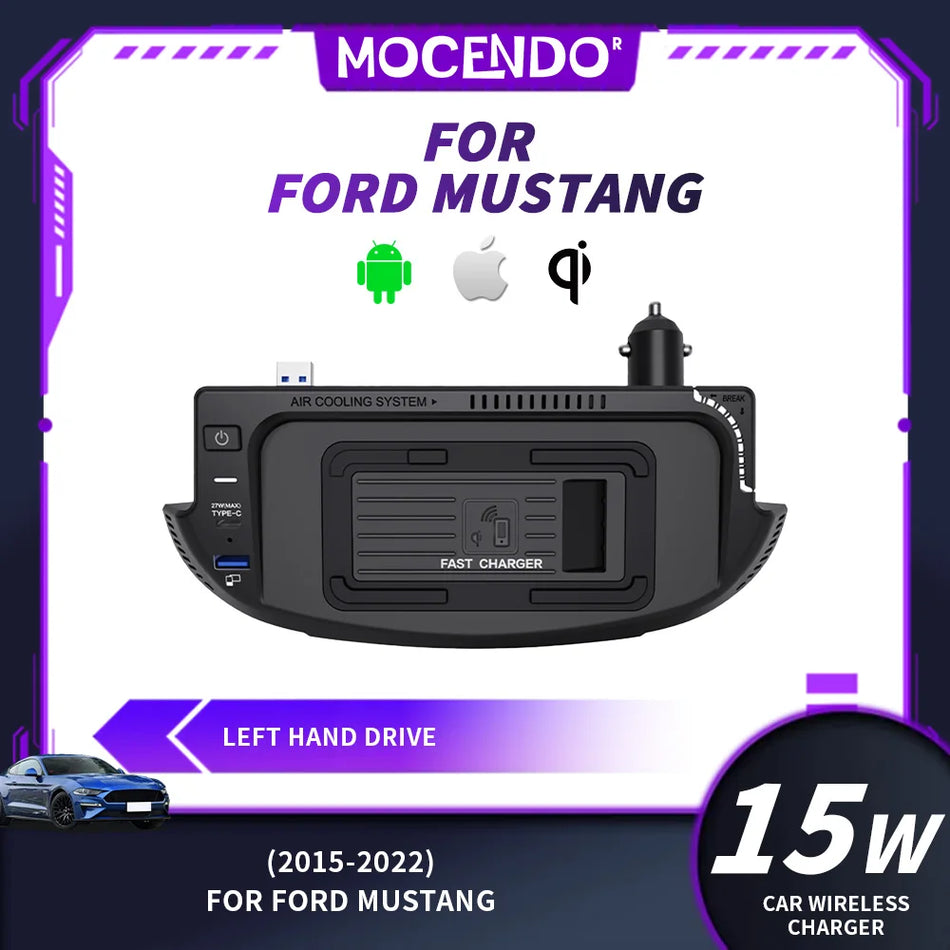 Tapis de chargeur sans fil 15W pour console Ford Mustang 2015-2022
