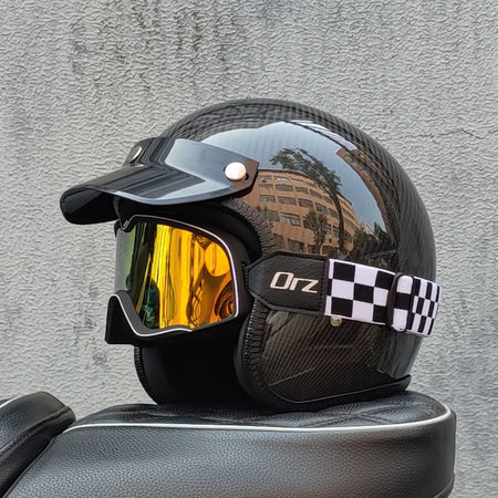 ORZ Carbon Fiber Retro Open Face Helmet &ndash; Ultra Lightweight