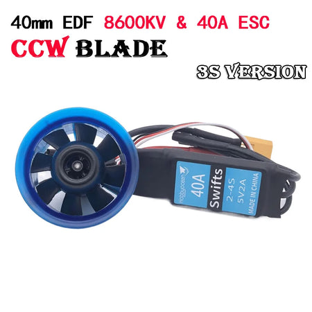 Hobbyocean 40mm EDF Brushless Ducted Fan &ndash; 8 Blade CCW CW 40mm 8600KV CCW 40A