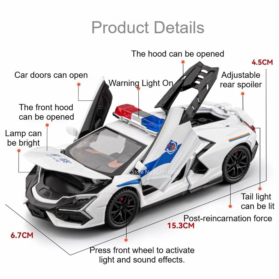 Mașină de poliție din metal diecast 1:32 pentru RMZ City Revuelto