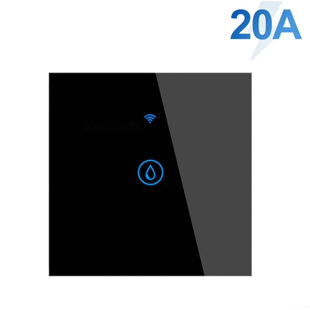 KCOOJO WiFi Smart Boiler Switch - Remote Control Water Heater with Voice Assistant Compatibility EU black 20A