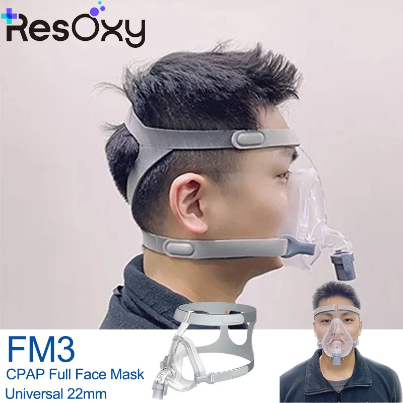 Masca CPAP pentru față completă pentru apnee în somn cu curea de susținere, anti-sforăit