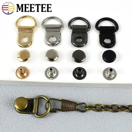 10/20/50Sets 9*14mm Metal D Ring Buckle Hiking Climbing Boots Connector Clasp Bag Strap Shoes Carabiner Installation Nails Craft