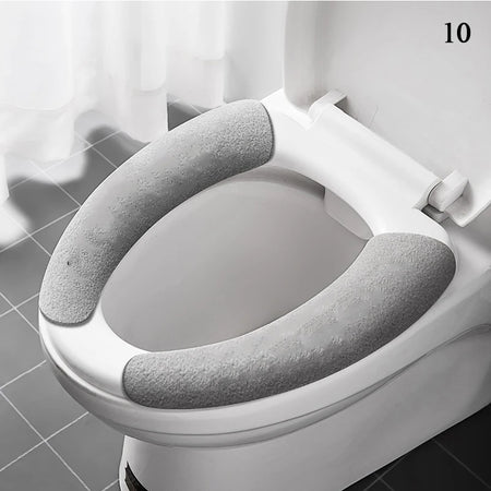 2Pc Set Reusable Toilet Seat Cover &ndash; Warm Flannel Pad small grey