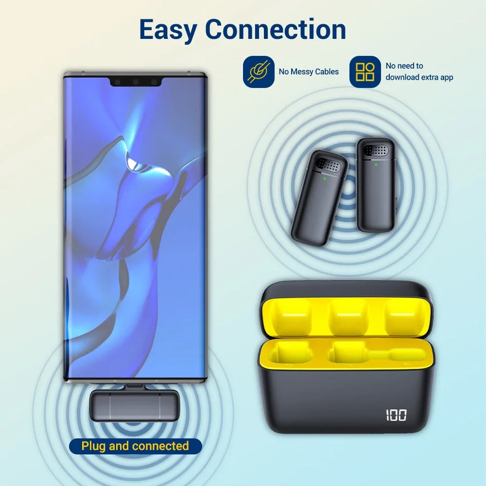 Basix Wireless Lavalier Microphone with Charging Case for Outdoor Interviews