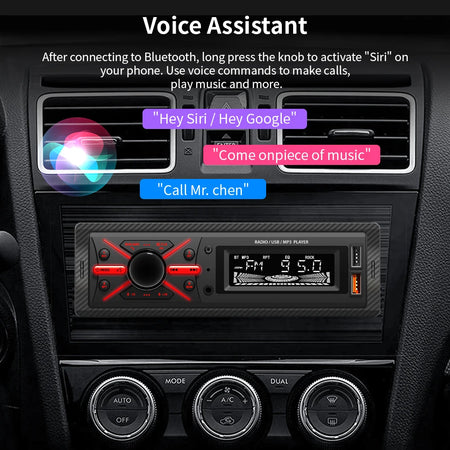 AKAMATE 12V 1 Din Car Radio Bluetooth MP3 &ndash; Dual USB