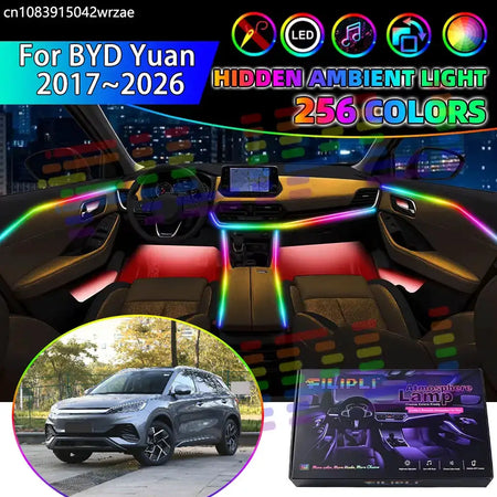 For BYD Yuan 2017~2026 2018 Pro PLUS UP SUV RGB Car Interior Ambient Lights Strips Breathing Lighting Kit App Control LED strips by InterCyprus Trading Ltd