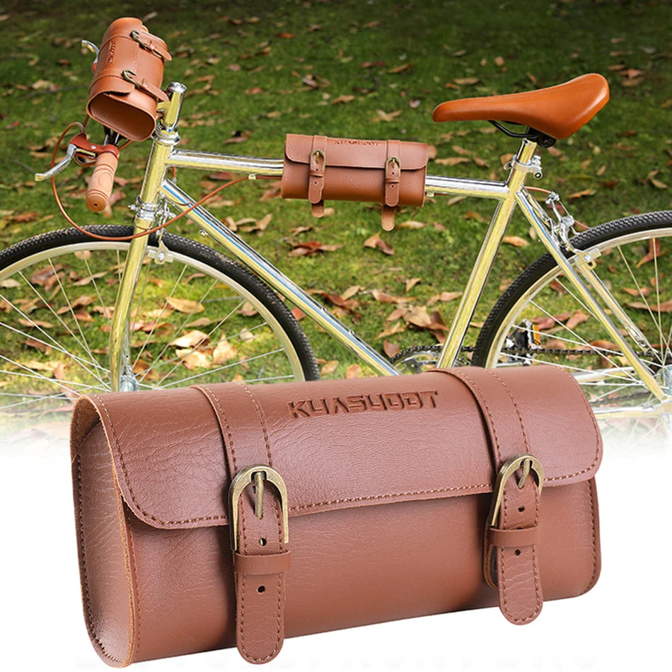 Leather Bicycle Saddle Storage Bag Tool Bag Large Capacity Retro Tail Bag