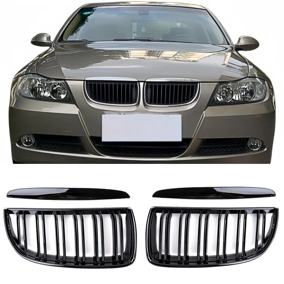 BMW E90 E91 Esimene Neeruvõre Kahekordne Riba Läikiv Must ABS