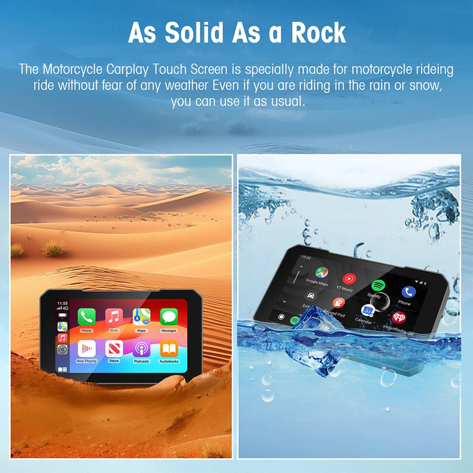 Motorcykel 5-tums CarPlay-skärm med Android Auto och trådlös CarPlay, IP67