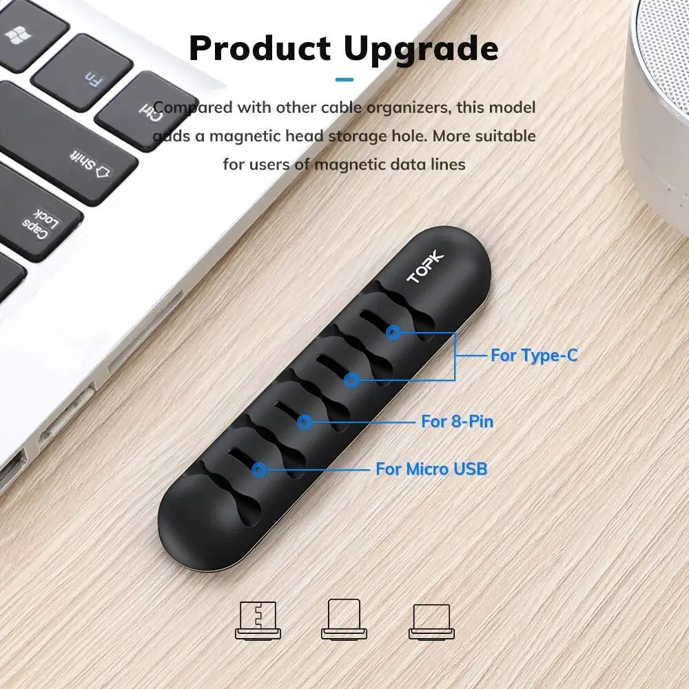 TOPK L35 Cable Organizer Magnetic Plug Box Silicone Cable Winder Flexible Cable Management Clips for Mouse Earphone by InterCyprus Trading Ltd