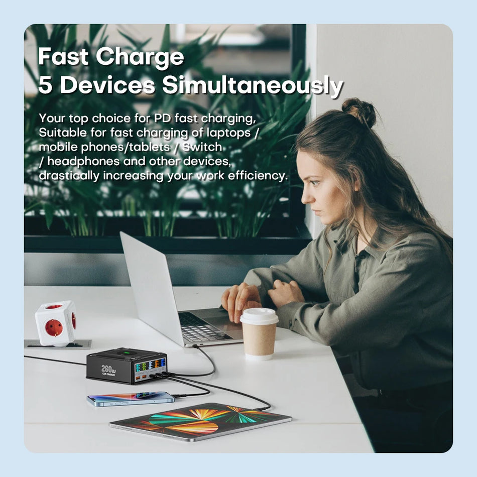 ASOMETECH 260W GaN USB C Charger &ndash; Ultra-Fast Charging for All Devices