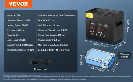Ultrasonic Cleaner Portable Dishwasher With Timer 3L / france