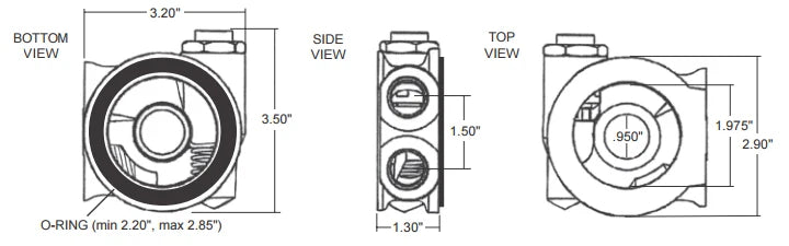 PQY Öl-Kühler Sandwichplatte mit Thermostat-Adapter für 3/4 Zoll, 16 UNF, AN10