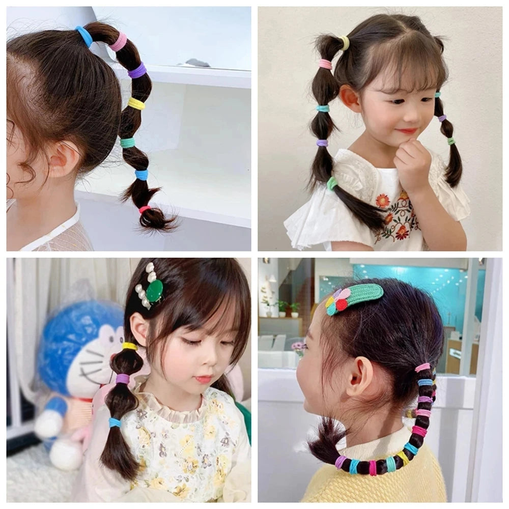 50PCS Colourful Nylon Elastic Hair Ties for Girls and Babies