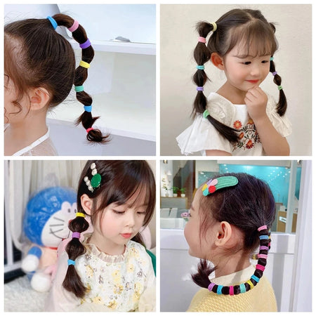 50PCS Colourful Nylon Elastic Hair Ties for Girls and Babies