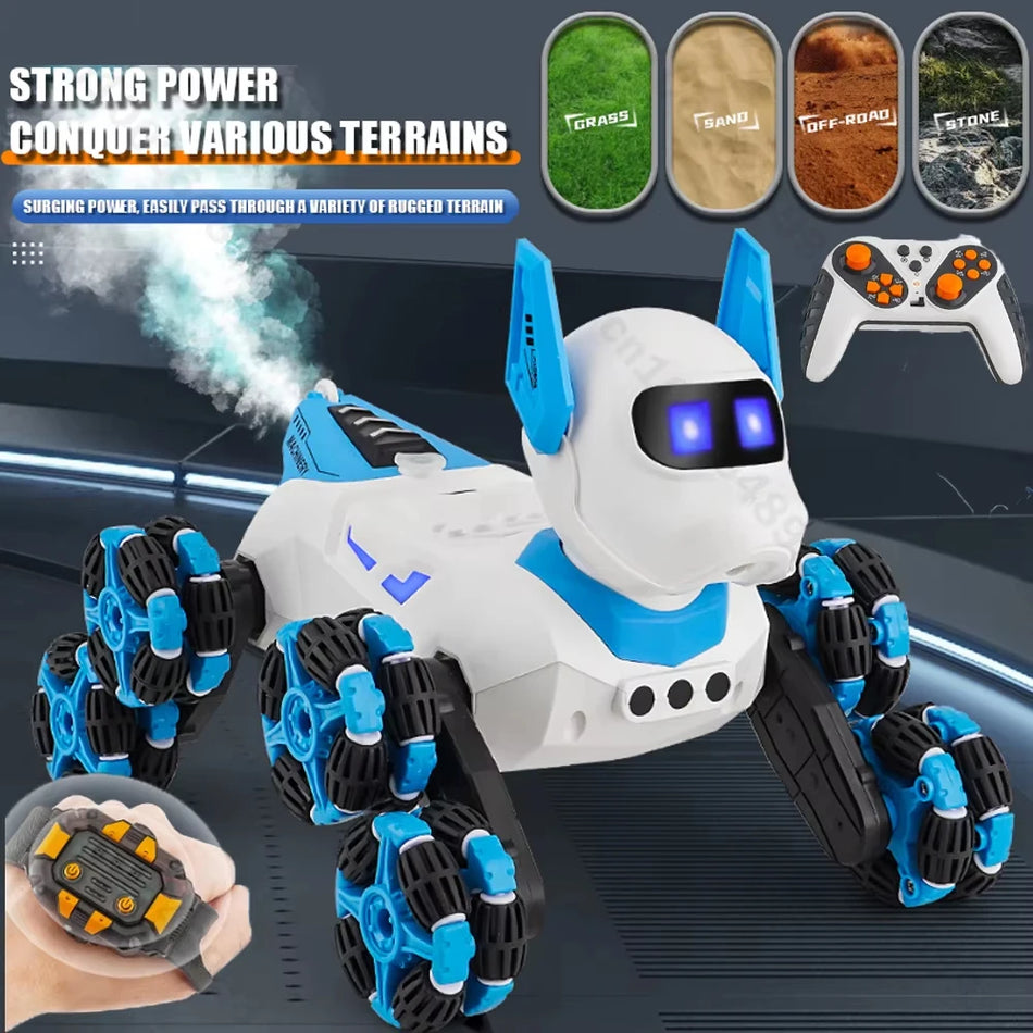 RC Robot Hond met Gebaarbesturing, 2.4G Afstandsbediening, 8 Wielen, Licht Muziek