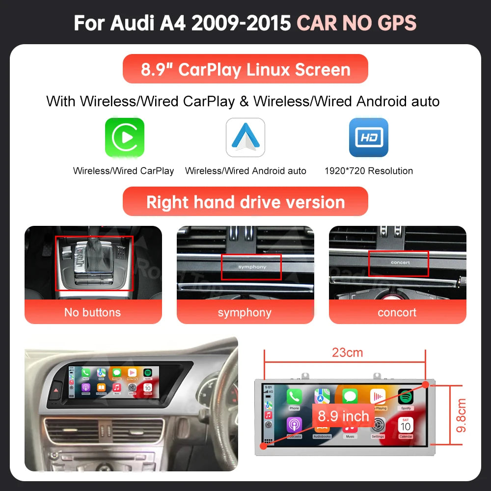 RoadTop 1920x720 Wireless CarPlay &ndash; Airplay Mirror Link