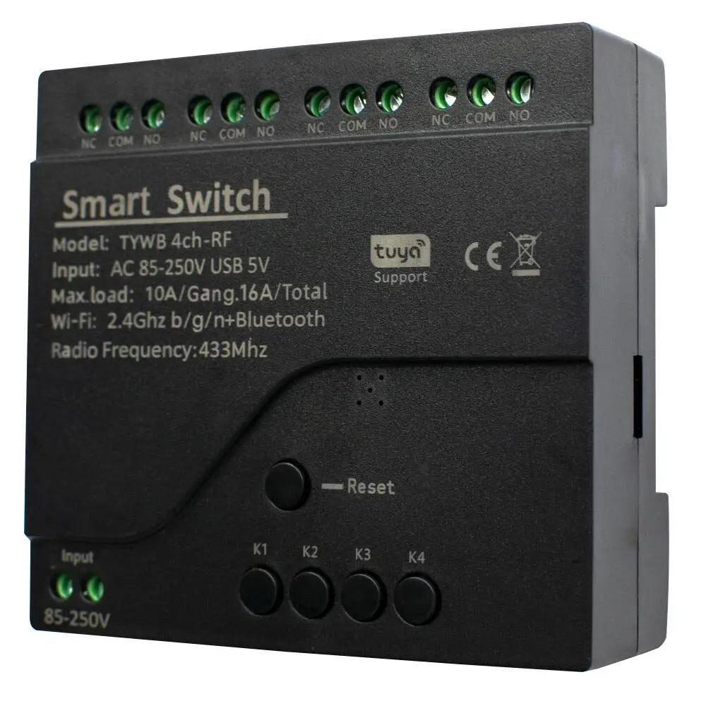 Tuya 4CH Smart WiFi Control Switch Module - 10A Relay for Home Automation AC 85-250V