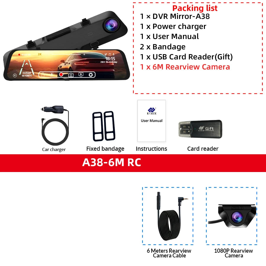 ACCEO 2.5K Dsahcam 12 Inch Touch Mirror - Built In WiFi A38-6M RC / 128G