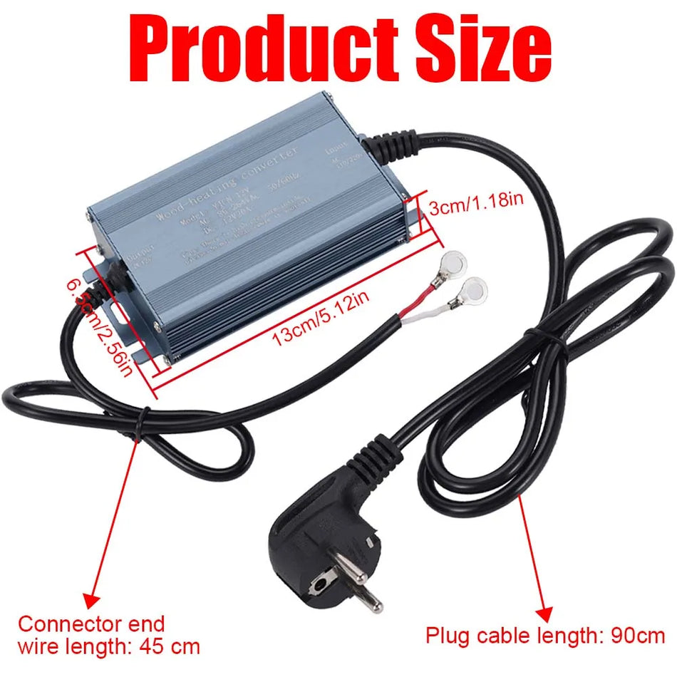 Universal AC to DC 12V Converter 20A for Parking Heaters Plug Cable Included