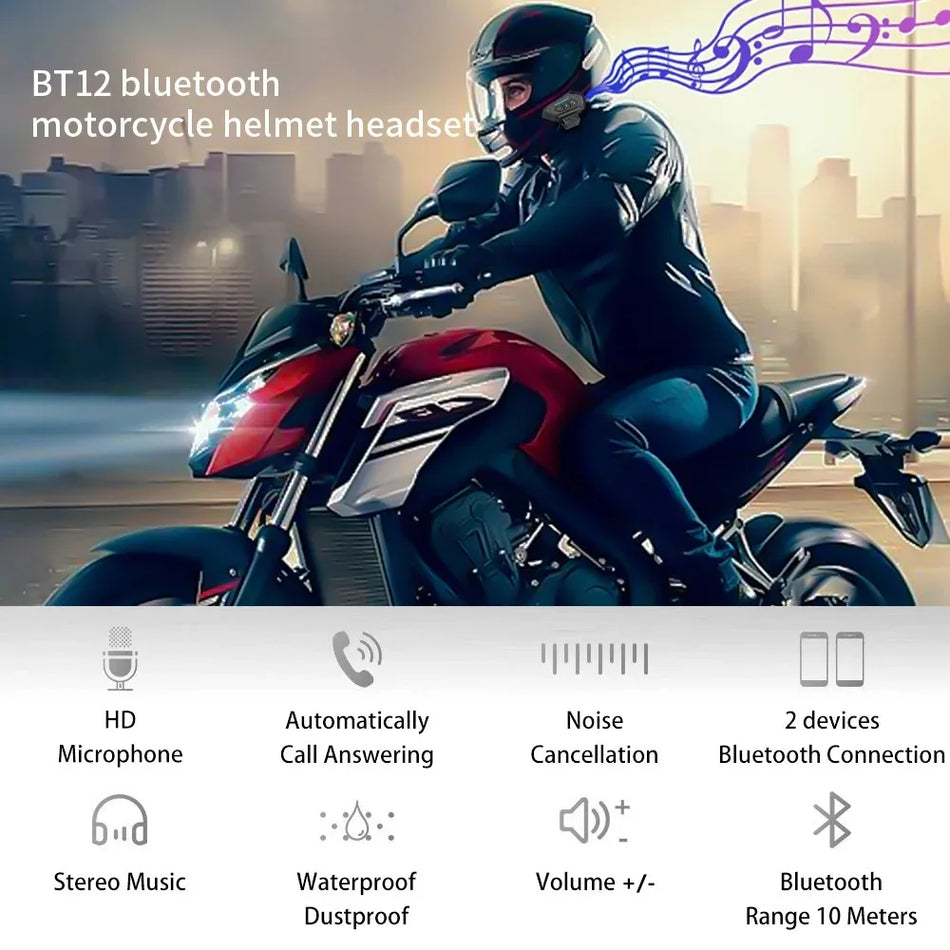 Motorcycle Helmet Headset Bluetooth 5.0 &ndash; IP67 Waterproof