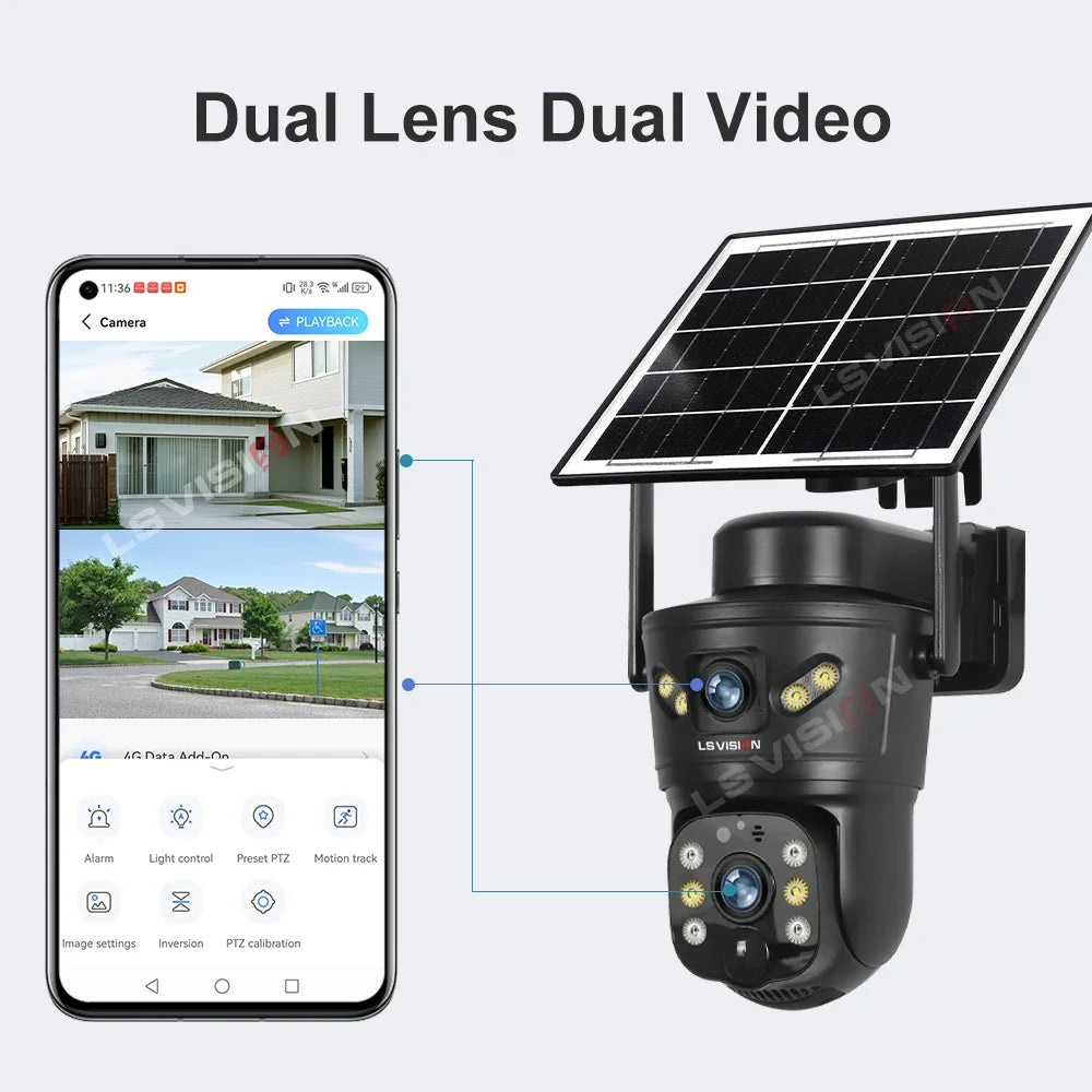 LS Vision 4K Dual Screens Solar Camera &ndash; 4G WiFi PTZ