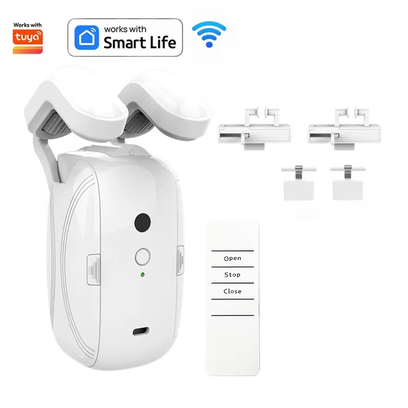 Smart Automatic Curtain Opener, Remote Control With App/Timer/Voice, with T/U/Rome Rod ,WiFi Bluetooth Automatic Light Sensor 1pc 3in1 WiFi