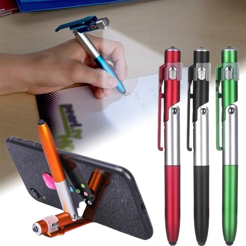 4 in 1 Multifunction Ballpoint Pen with LED Light and Phone Holder