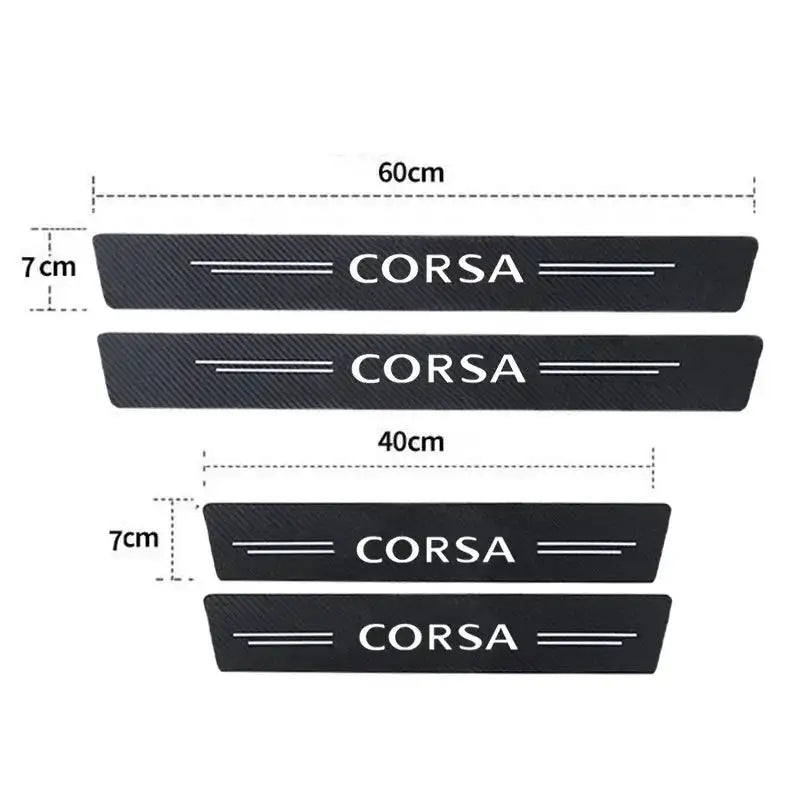 Opel Corsa Door Threshold Protectors Carbon Fiber Leather