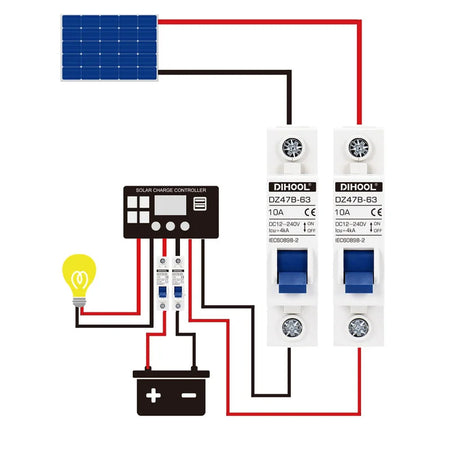 DC Mini Circuit Breaker DZ47B for Solar Battery Protection - 12V to 240V, 16A to 125A