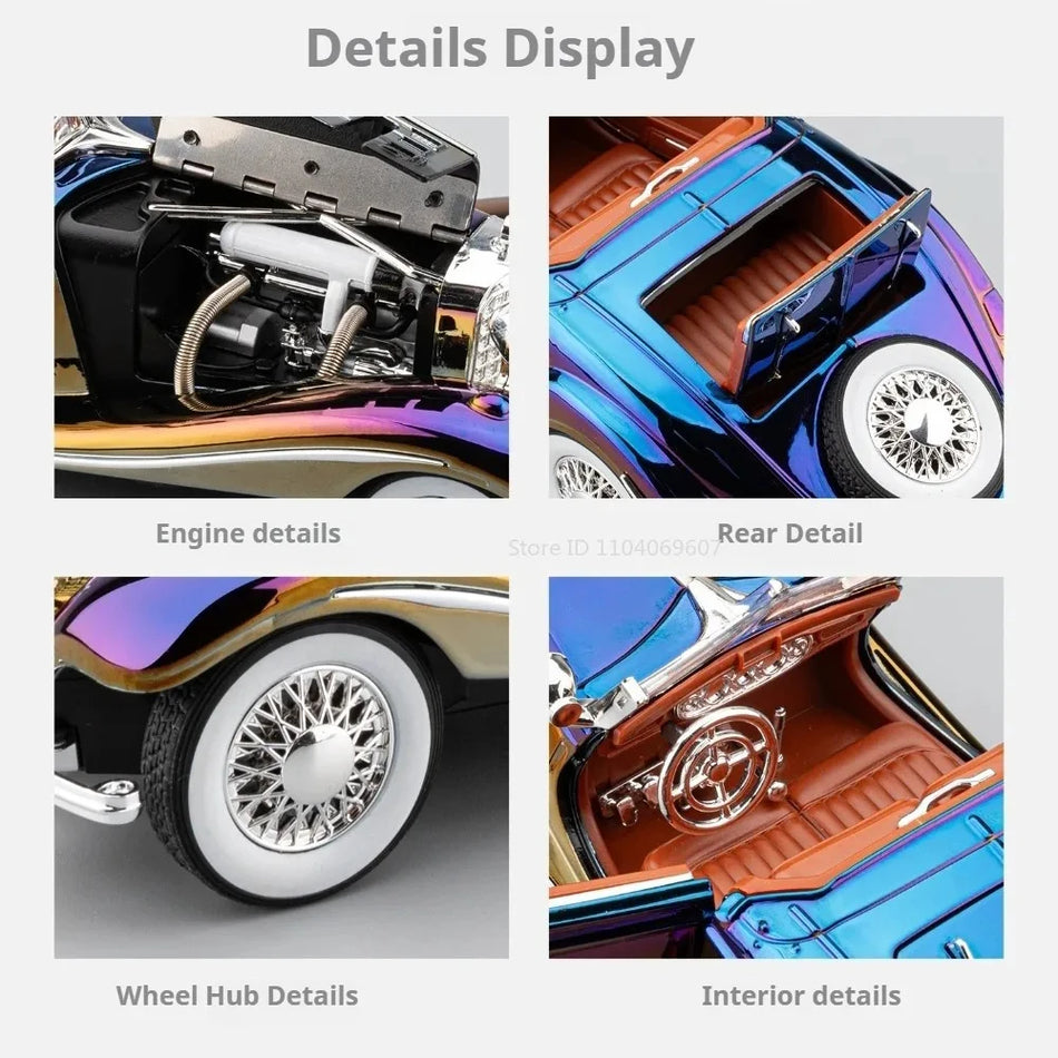 Model de mașină 300SL la scară 1:24 din metal turnat, cu finisaj electroplacat.