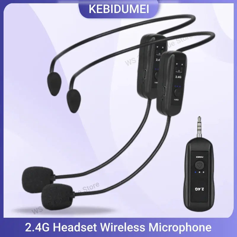 2.4G Head-mounted Wireless Lavalier Microphone Set Transmitter with Receiver for Amplifier Voice Speaker Teaching Tour Guide by InterCyprus Trading Ltd