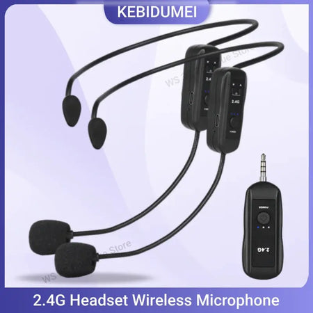 2.4G Head-mounted Wireless Lavalier Microphone Set Transmitter with Receiver for Amplifier Voice Speaker Teaching Tour Guide by InterCyprus Trading Ltd