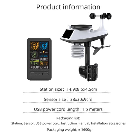 Smart Wifi Weather Station with Multifunctional Monitoring for Home &amp; Outdoor