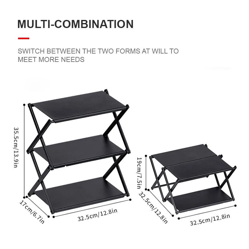 WESTTUNE Camping Three-Tier Rack &ndash; Portable Outdoor Storage Solution