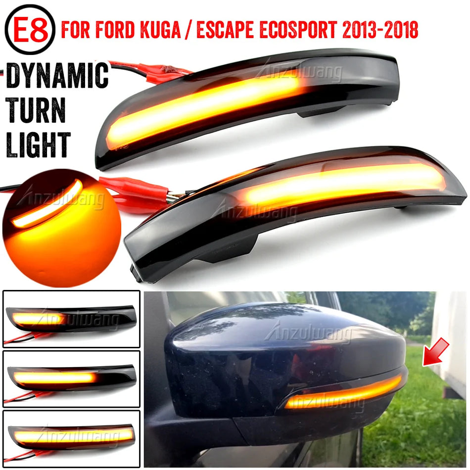 Динамические последовательные сигнальные огни поворота LED для Ford Kuga Escape EcoSport 2013-2018